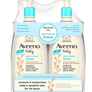 Aveeno Baby Daily Moisture Lotion, For Delicate Skin, Fragrance Free, 2 pk./18 fl. oz