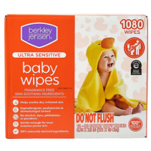 Berkley Jensen Ultra Sensitive Soothing Fragrance-Free Baby Wipes, 1080 ct.