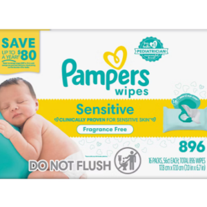 Pampers Baby Wipes Sensitive Fragrance Free with Pop-Top, 16 pk./896 ct.