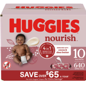 Huggies Nourish Scented Push Button Pack Baby Wipes, 10 pk.