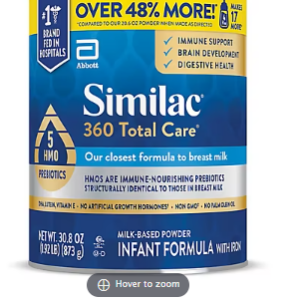 Similac 360 Total Care Powder Infant Formula, 30.8 oz.