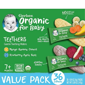 Gerber Organic Gentle Teething Wafers Variety Pack, 36 pk.